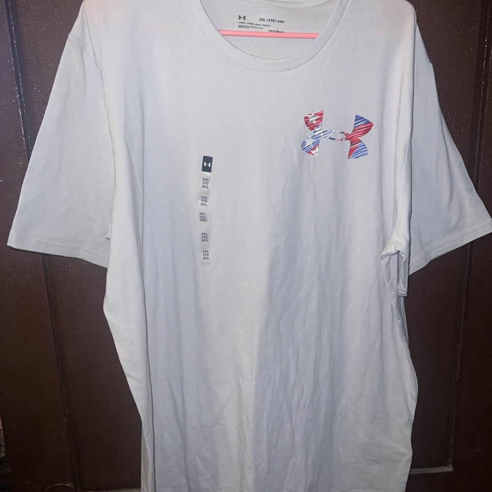 Under Armour Men's White Tee with Multicolor Logo